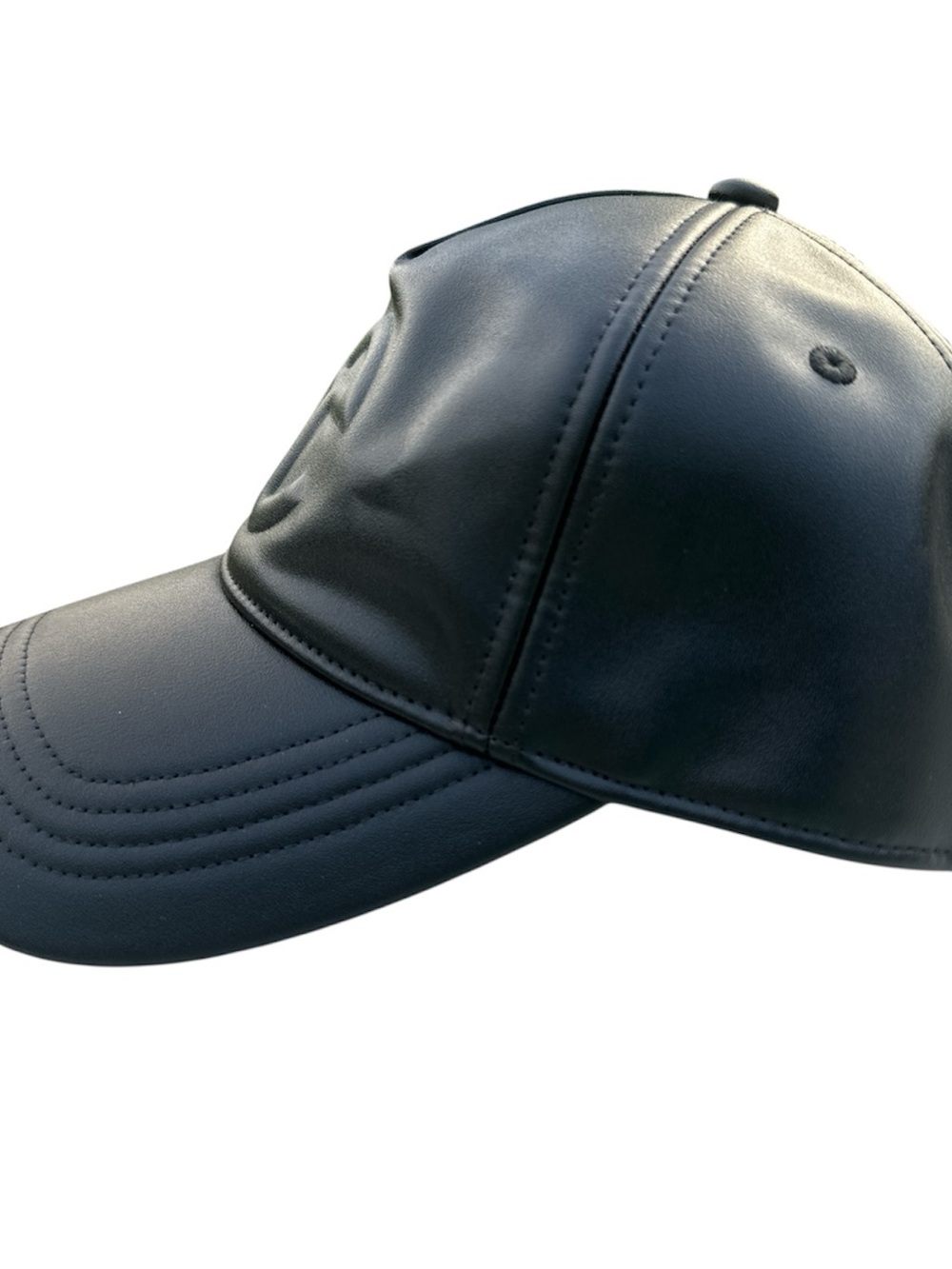 Telfar Logo Embossed Hat Black Faux Vegan Leather Adjustable Baseball Streetwear - Picture 2 of 6